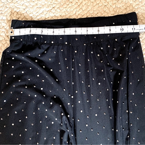 Sheer Mesh Black High-Waisted Sparkly Bell-Bottom Flare Pants by KikiRiki Size S - Picture 5 of 7